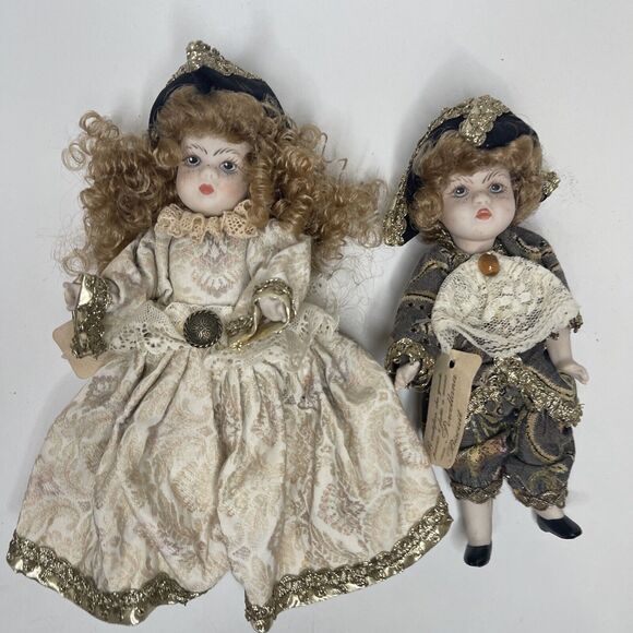 Rare Vintage Porcelain Bisque Albachiara Doll Set by Carlo Comarretto w Tag - Picture 1 of 14
